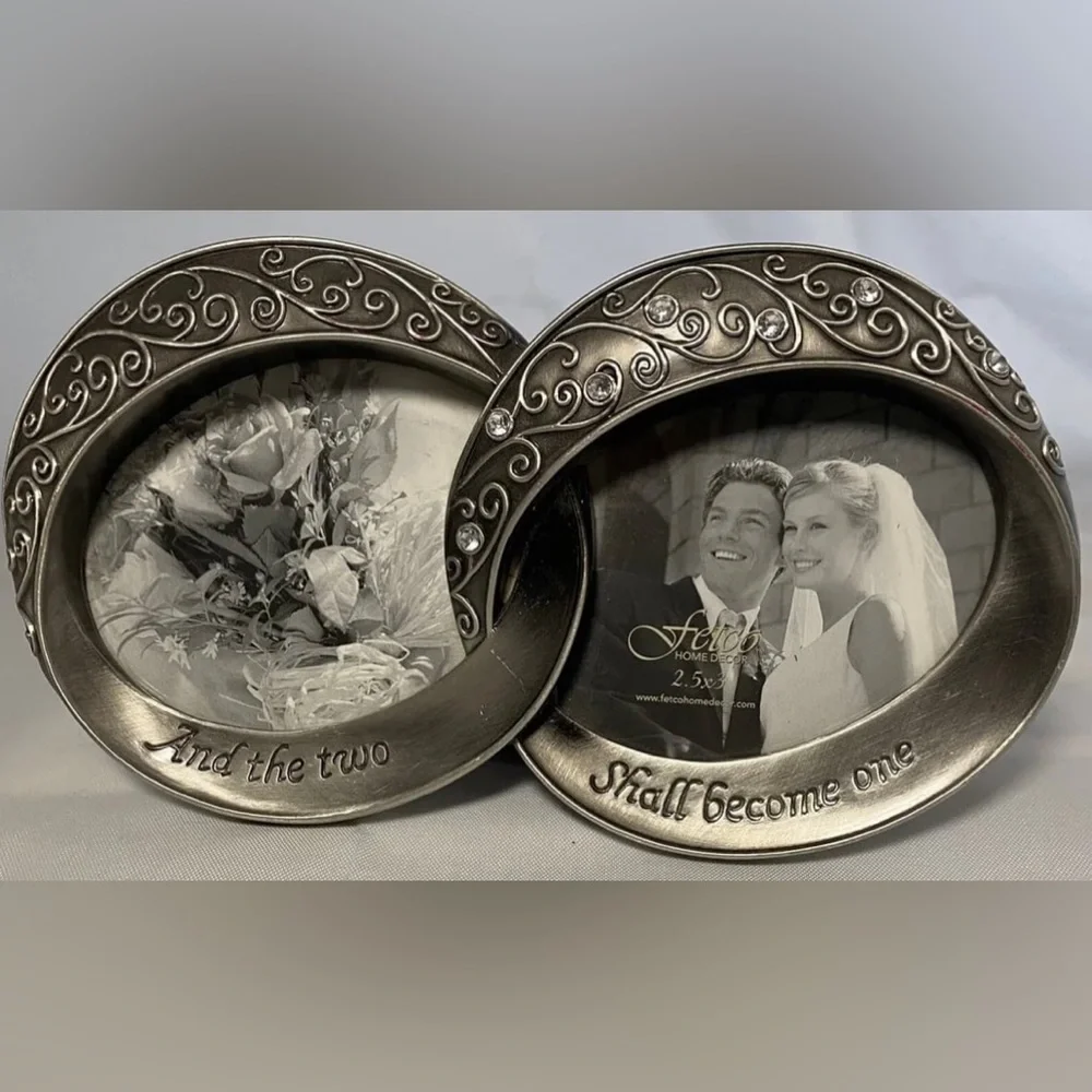 Fetco “And The Two Shall Become One” Wedding Double Rings Picture Frame No box